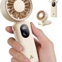 Aecooly Mighty Portable Handheld Fan | 20H Max Cooling Time | 3 Flexible Modes | 5 Speeds Wind | Battery Level Display | USB Rechargeable Mini Personal Battery Powered, Gifts for Women, Travel -Beige