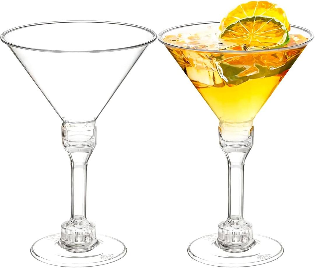 WUWEOT 60 Pack Plastic Martini Glasses, 5 Oz Tall Cocktail Glasses, Unbreakable Appetizer Dessert Cups Drinkware for Home Bar Restaurant Party Supply