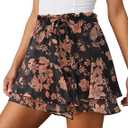 Womens Summer Flowy Shorts Casual Boho Floral Skorts Ruffle Mini Skirts Running Tennis Chiffon Butterfly Shorts, 2 XL