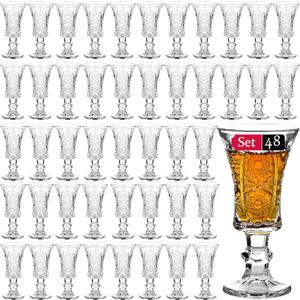 Round 1.3-Oz Cordial Glasses,Sherry Glasses, Clear Heavy Base Shot Glasses set of 48