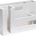 Elegant Designs HG2033-WHT Pantry Picks Farmhouse Wooden Flatware & Utensils Caddy Condiment Organizer w Cutout Handle & Compartments for Kitchen Dcor Countertop Breakfast BBQ Events Picnic, Wht Wash