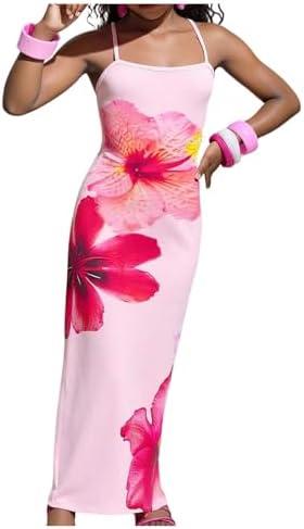 GORGLITTER Girl's Summer Dress Cute Beach Vacation Boho Floral Flower Sleeveless Birthday Wedding Guest Maxi Dress, Size 10Y