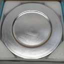 MAONAME Round Charger Plates Set of 6, 13 Inch Brown Charger for Dinner Plates, Farmhouse Faux Wood Plate Chargers, Rustic Table Chargers for Weddings, Party, Silver