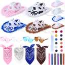 Suncalla 4 Sets DIY Easter Cowboy Hats Western Rodeo Hats with Feathers, Bandana, Heart Sunglasses Paint Glitter for Adult