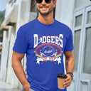 Baseball Shirts for Men Game Day Baseball Fan Shirt Mens Casual Baseball Team Short Sleeve Tees (Blue, XL)