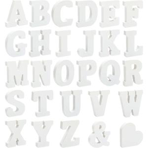 3 Inch 56 Pieces White Wood Letters Table Standing Alphabet Letters for Crafts Wedding Party Home Decor