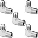5 Pack 90 Degree Elbow Hydraulic Adapter Fittings: 1/2" JIC Male x 1/2" NPT Male, with Protection Cover Hydraulic Hose Crimp Connectors
