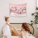 WAITPI Pink Christmas Winter Village Hanging Wall Tapestry for Girls Bedroom Holiday, Cute I'm Dreaming of A Pink Xmas Wall Tapestries Hanging for Teens Girls Room Dorm Decor 40x30 inches