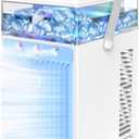 Portable Air Conditioner Fan, Rechargeable 4-IN-1 Personal Mini Cooler Humidifier, 3-Speed Evaporative Air Cooler with 7 Color Lights, Cordless AC Desktop Spray Fan, Quiet Desktop Cooler, Blue 