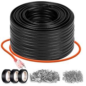 3FT~200FT Heat Tape for Water Pipes, -40°F Deicing Heating Cable, Freeze Protected Water Pipe Heating Cable, Heated Water Hose, Plumbing Fixtures, 120V 5W/ ft (200FT）