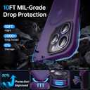 Magnetic for iPhone 14 Pro Case [Compatible with MagSafe] [Strong Magnetic] [10FT Military Grade Protective] Translucent Matte Slim Case for iPhone 14 Pro Phone Case (6.1"), Deep Purple