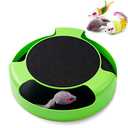 FYNIGO Replaceable Interactive Cat Toy Mouse for Indoor Cats and Kittens,Uncatchable Spinning Mice and Scratching Pad,Hunting Chasing and Exercising,Cat Scratcher Catnip Puzzle Toy,Green
