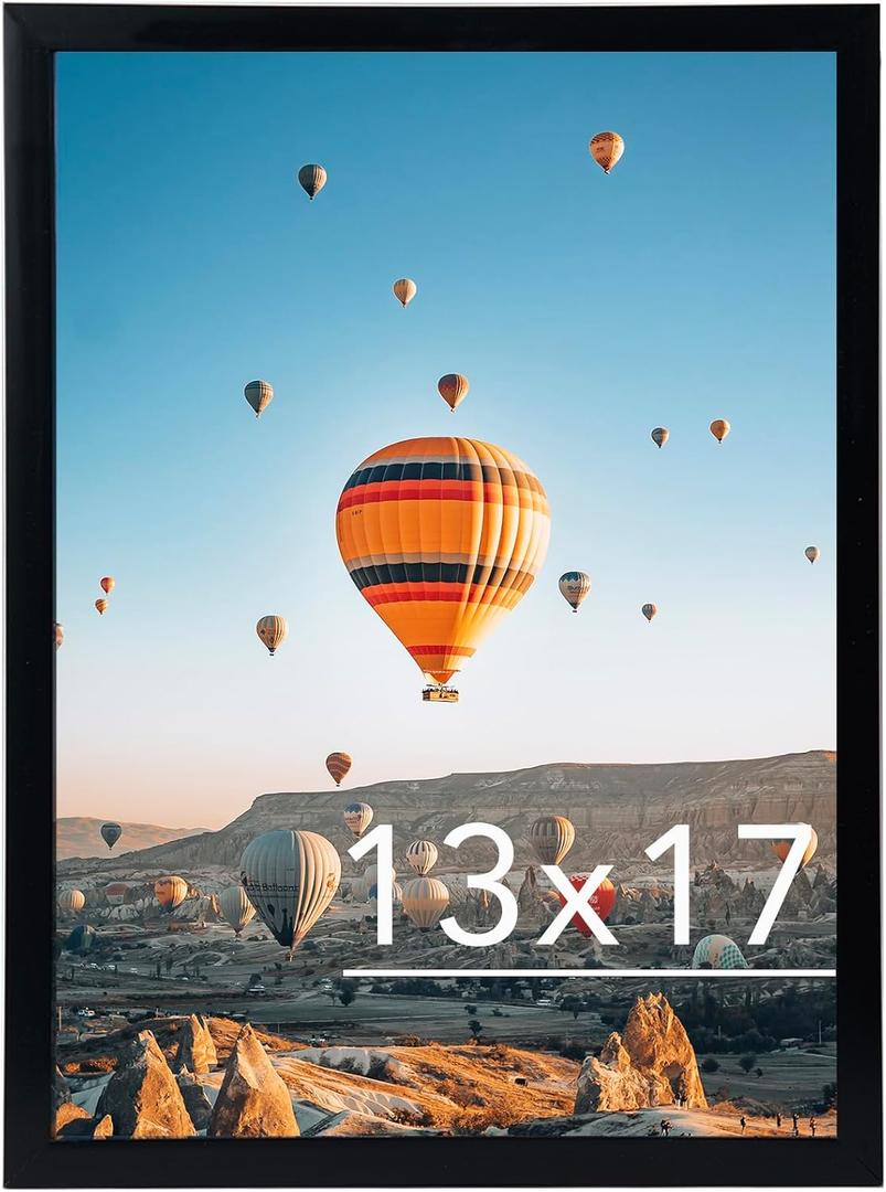 13x17 Picture Frame Black for Wall Hanging, Wall Mounting Horizontally or Vertically, 13 x 17 Wall Gallery Poster Photo Frame with Shatter Resistant Plexiglass, Black
