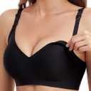 Vinfact Smooth Nursing Bras for Breastfeeding Seamless Maternity Bras for Pregnancy Wireless Bralette with Extra Bra Extender - X-Large, Black