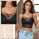 Avidlove Bralettes for Women V Neck Lace Camisole Y2K Tank Top Strappy Cami Unpadded Bra Lingerie Crop Tops Outfits (Black), Large