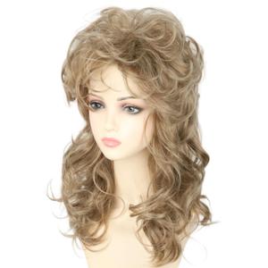 Women's Wigs 70s 80s Fashion Singer Wigs Golden Brown Long Curly Beehive Wigs for Halloween Costume Party Wig