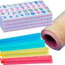 Pink American Mahjong Set 1.2-inch Mahjong Tile Set 166 Pieces American Mahjong Tile Set with Mahjong Table Mat and Mahjong Racks with Pushers