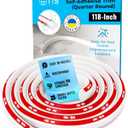 TIS Peel & Stick Trim Molding with 3M Tape  118 Inch, 0.42"x0.42" Edges (0.6" Face), White Flexible PVC Trim, Corner Molding Trim Peel & Stick, Flexible Quarter Round Molding for Floor Trim & Edges