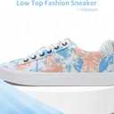 Obtaom Women's Canvas Sneakers Cute Lace up Fashion Sneaker Comfortable Skate Shoe for Lady Casual Tennis Flats(Blue, US7)