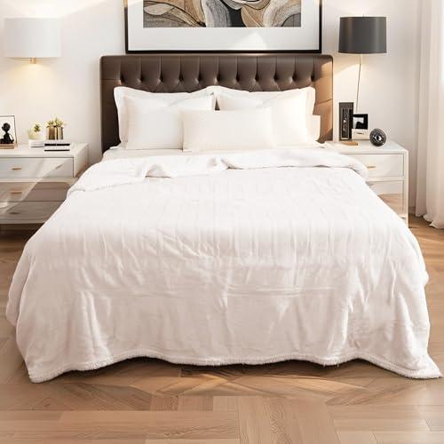 LaffyLo Electric Heated Blanket Queen Size - 84"x90", Soft Flannel Heating Blanket, 10 Heating Levels, 1-12 H Auto Shut Off, Dual Controllers, Breathable Warm and Washable for Bed, White Cord Not Included