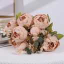 Duovlo Artificial Peony Silk Flowers Fake Flowers Vintage Wedding Home Decoration,Pack of 1 (Light Champagne)