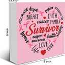 6 x Mukjyuyi Breast Cancer Sign Breast Cancer Survivor Wooden Sign Breast Cancer Awareness Decorations for Home Shelf Desk, Encouragement Gifts for Breast Cancer Warrior, polychrome (heart)