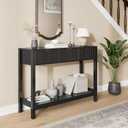 Nasonet Fluted Console Table, Wooden Sofa Table with Storage and Drawers, Farmhouse Behind Couch Table Entryway Table for Entrance, Hallway, Living Room, Black, 43.3 Inches X 11.8 Inches X 31.5 Inches