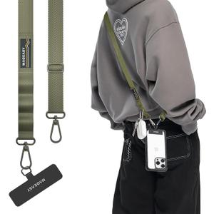 MAGEASY Universal Cell Phone Lanyard Crossbody - Anti-Theft Crossbody Phone Strap for iPhone 16 Pro Max & Most Smartphones, for Men & Women | 20mm (Army Green)