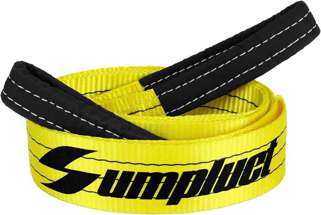 3 inch, 8 Feet Tree Saver, Winch Strap, Tow Straps 30,000 Pound Capacity Recovery Rope,Heavy Duty Towing Ropes with Triple Reinforced Loops Emmergency Off Road 3" x 8ft (Yellow)