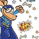 Dog Man Supa Buddies Wall Decals by RoomMates, RMK5517GM, 35.45-in x 12.183-in