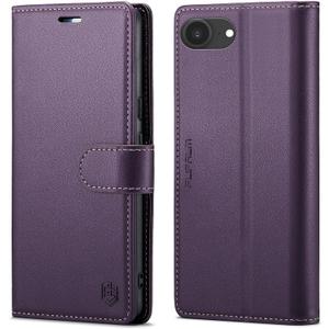 Wallet Case for iPhone 16e, RFID Blocking Credit Card Holder, PU Leather Folio Flip Kickstand Protective Shockproof Cover for Apple 16e (Purple)