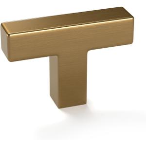 goldenwarm 30 Pack Cabinet Handles Champagne Bronze Cabinet Knobs Champagne Drawer Knobs Bronze Drawer Pulls Kitchen Dresser Hardware T Bar Square Hardware for Bedroom Kitchen Dresser (Single Hole Center)