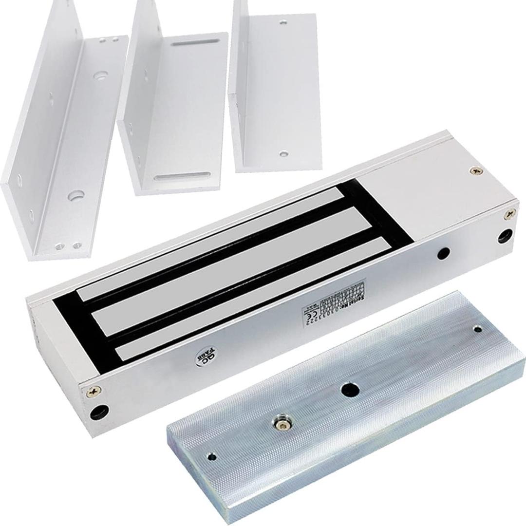 Waterproof 12VDC 24VDC Heavy Duty Magnetic Door Lock Gate Lock 1200lbs Holding Force with ZL Bracket for Access Control Door and Gate Opener, Outdoor Indoor Fail Safe Electromagnetic Door Lock