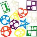 12 Pieces Geometric Stencils Template Set for Kids Children Simple Drawing Stencils Colorful Art Painting Template for Toddlers Preschooler Learning Tool (Cute Colors,4.9 x 5.1 Inch)