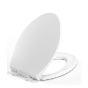 Elongated Toilet Seat, 18.5 Soft/Slow Close Oval (Oblong) Toilet Seat for Elongated Toilets, No-Slam Quiet-Close Lid, Easy-to-Install & Clean, Durable Never-Loosen White Plastic Seat