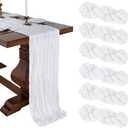 6 Pack 10FT White Cheesecloth Table Runner 120 Inch Long Gauze Rustic Boho Cheese Cloth Table Runner Sheer Fabric for Wedding Party Birthday Bridal Baby Shower Easter Home Decor