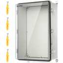 QILIPSU UL94-V0 Outdoor Electrical Box 24.2"x16.4"x9.1" Waterproof Junction Box Weatherproof PC/ABS Alloy Plastic IP66 Project Electric Enclosure Clear Hinged Door