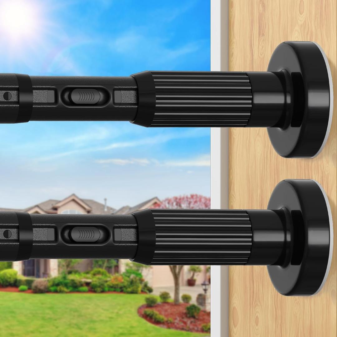 2 Pack Black Long Tension Curtain Rod Outdoor Tension Shower Curtain Rod No Drilling for Window Patio No Slip Spliced Telescopic Design Easy to Install Never Rust Diameter 1.26 Inch, 41" to 146"-2Pack, Black