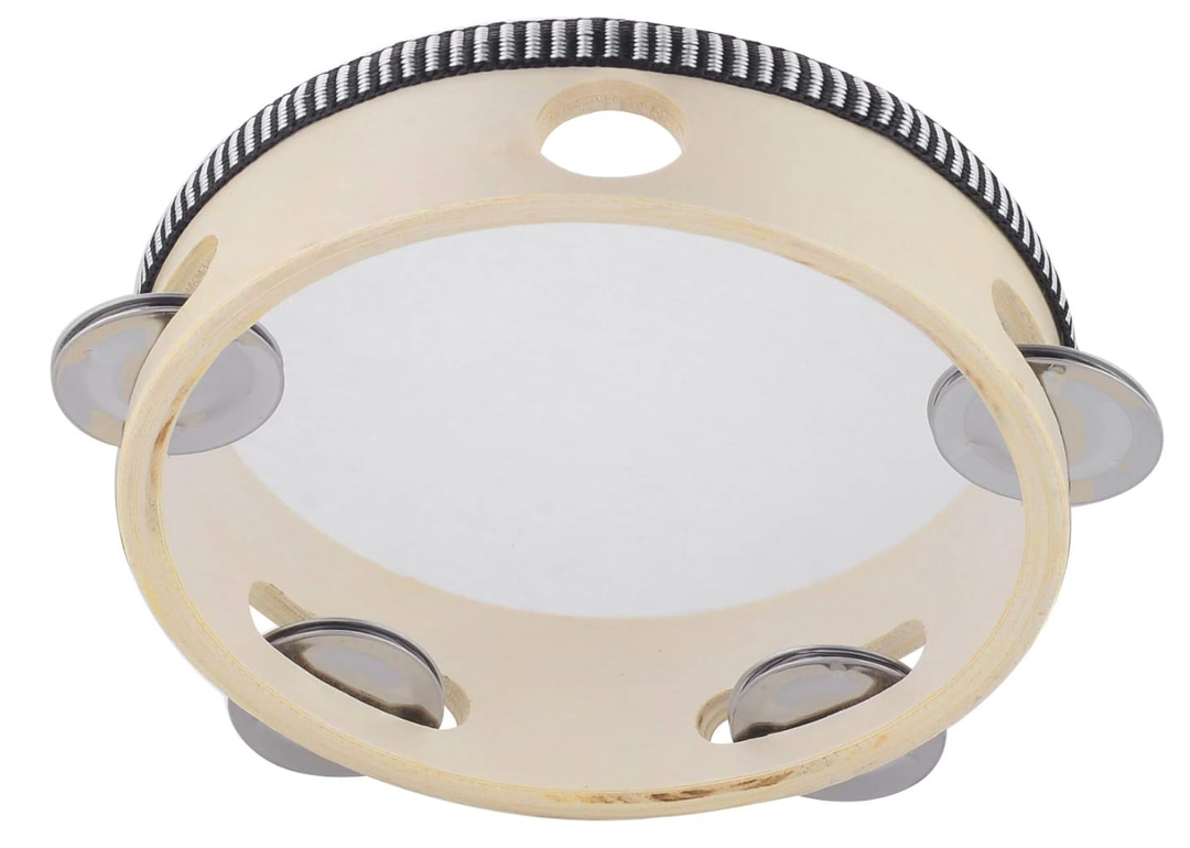 Hand Held Tambourine Drum Bell Birch Metal Jingles Percussion Gift Musical Educational Drum Instrument for KTV Party Kids Games 