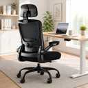 Ergonomic Office Chair for Long Hours, Adjustable Padded Lumbar Support for Lower Back Relief, 330 lb Capacity, Comfortable Computer Desk Chair for Home Office, Work & Study, Black/Black, Medium