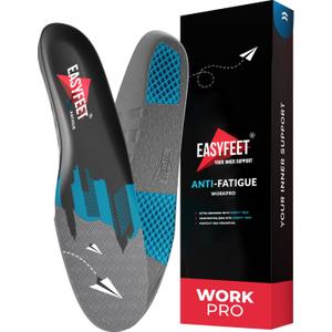 EASYFEET Orthotic Work Insoles Men Women - Plantar Fasciitis Arch Support Inserts for Standing All Day - Shoe Inserts for Work Boots - Foot Pain Relief (S (Men 7-8.5/Women 8-9.5), 2. Work Pro)