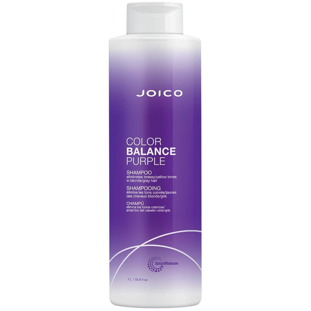 Joico Color Balance Purple Shampoo | For Cool Blonde or Gray Hair | Eliminate Brassy Yellow Tones | Boost Color Vibrancy & Shine | UV Protection | With Rosehip Oil & Green Tea Extract, 38.8 fl Oz