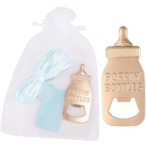24 Pack Poppin Bottle Shaped Bottle Opener Baby Shower Favor 1st Birthday Gifts for Guest Wedding Party Favor Party Souvenir and Birthday Party Keepsake Decoration (Blue, 24)