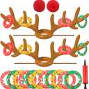 Christmas Games Decorations, Inflatable Reindeer Antler Ring Toss Game, Stocking Stuffers for Men Women Kids Teens Adults, Christmas Party Games Fun Xmas Gifts Carnival Holiday Family (Brown-2 Pack)