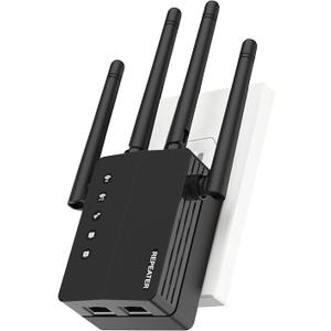 WiFi Extender Signal Booster, Dual Band 2.4/5.8G WiFi Extender – 1200Mbps, 12880 Sq Ft Coverage, 105 Devices & 1-Tap Setup for Home Use