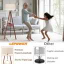 LEPOWER Tripod Floor Lamp, Mid Century Wood Standing Lamp, Modern Design Shelf Floor Lamp for Living Room, Bedroom, Office, Flaxen Linen Shade with E26 Base Brown