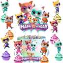 25pcs Super Cats Cake Decorations with 24pcs Cupcake Toppers, 1pcs Cake Topper for cats Birthday Party Supplies