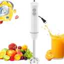 Bonsenkitchen Hand Blender, Immersion Blender with 2 Mixing Speed, Electric Portable Handheld Stick Mixer with Stainless Steel Blades for Soup, Smoothie, Puree, Baby Food, White