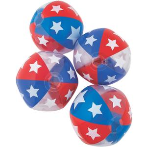 Fun Express Red, White and Blue Beach Balls - USA Patriotic Pool Toys for 4th of July