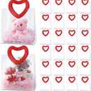Tosstuki 24 Pcs Valentine's Day Clear Plastic Gift Bag with Heart Handle, Reusable Frosted Transparent Valentines Goodie Bag for Anniversary Engagement Wedding Birthday (8.3 x 8.7 x 4.3 Inch,Red) (1 count (Pack of 24))